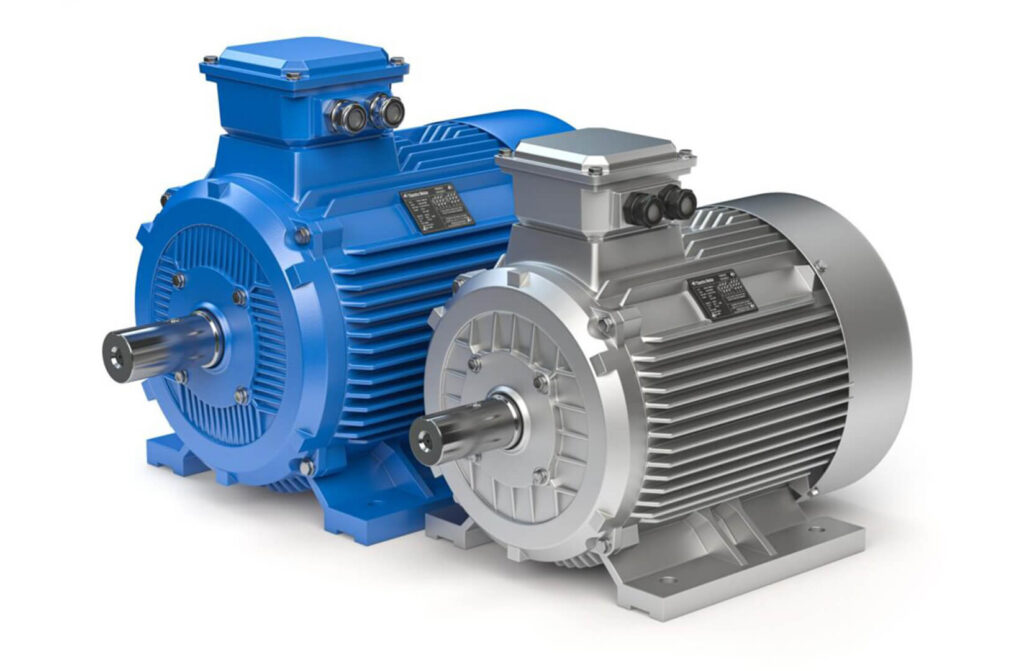 mavi ve gri renkli motorlu redüktör